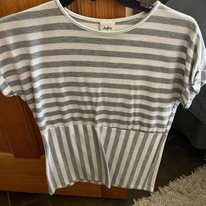 daytrip white and grey striped babydoll top size small